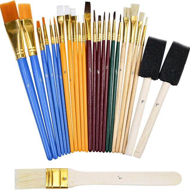 Pinceaux de peinture acrylique : ensemble complet de 25 pinceaux pour enfants et artistes débutants
