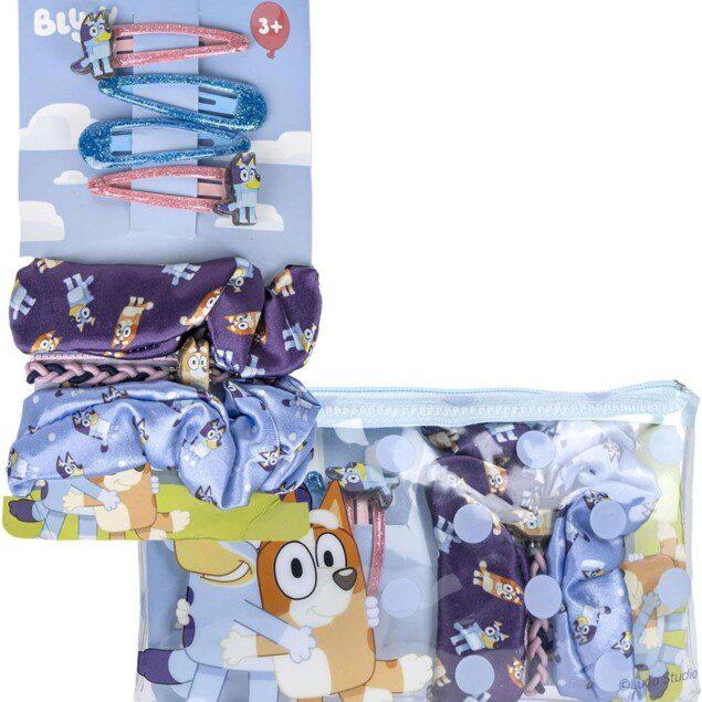 Kit de beauté Bluey pour enfant : l'ensemble complet en couleur bleue avec trousse, élastiques, bracelet et pinces à cheveux pour des moments de créativité et de style