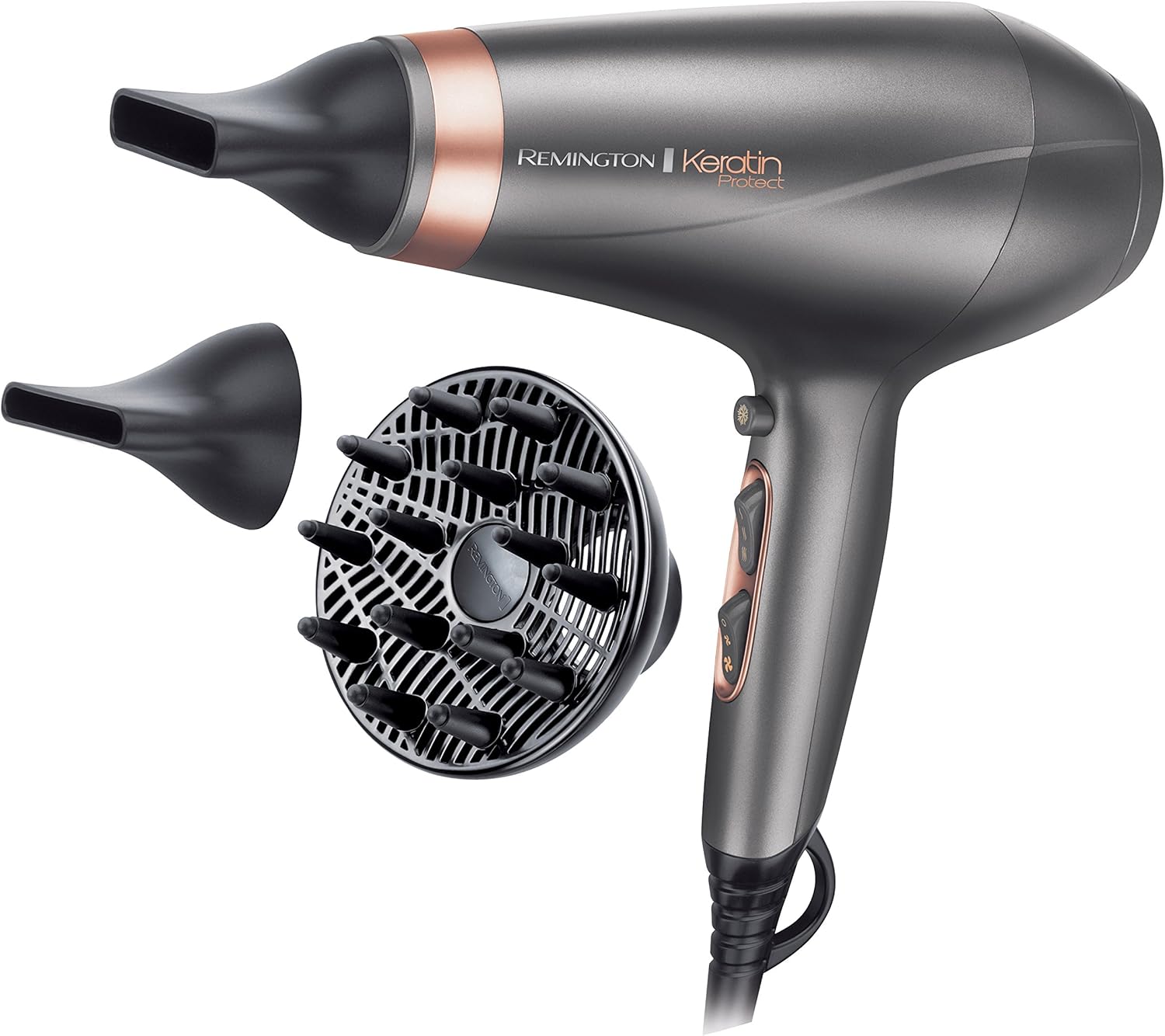 Sèche-cheveux professionnel Remington : soin kératine et huile d'amande pour des cheveux protégés et brillants