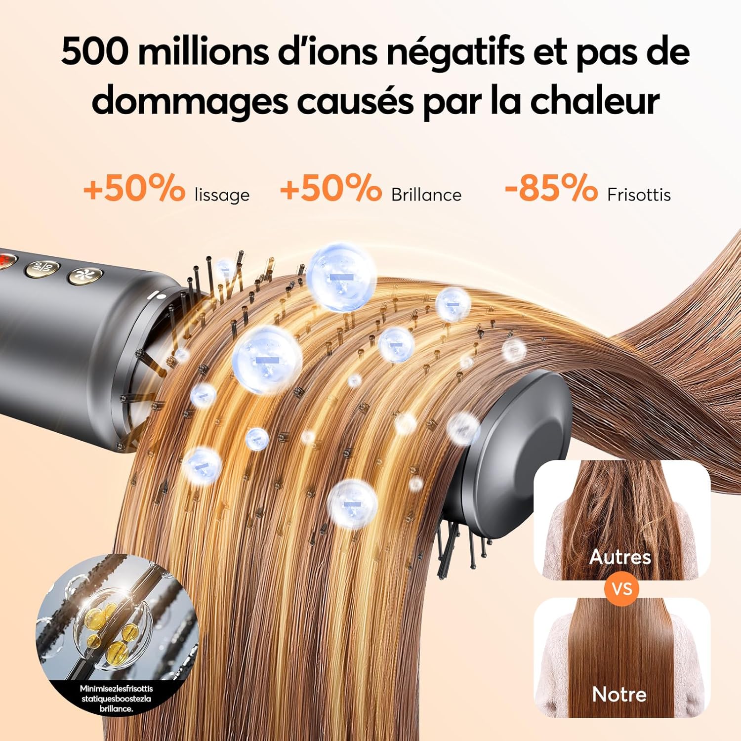 Sèche cheveux professionnel 5 en 1 : l'allié parfait pour les femmes en quête de style Transformez votre routine capillaire avec ce brosse soufflante et fers à boucle automatique, idéale pour la maison ou en voyage – Image 5