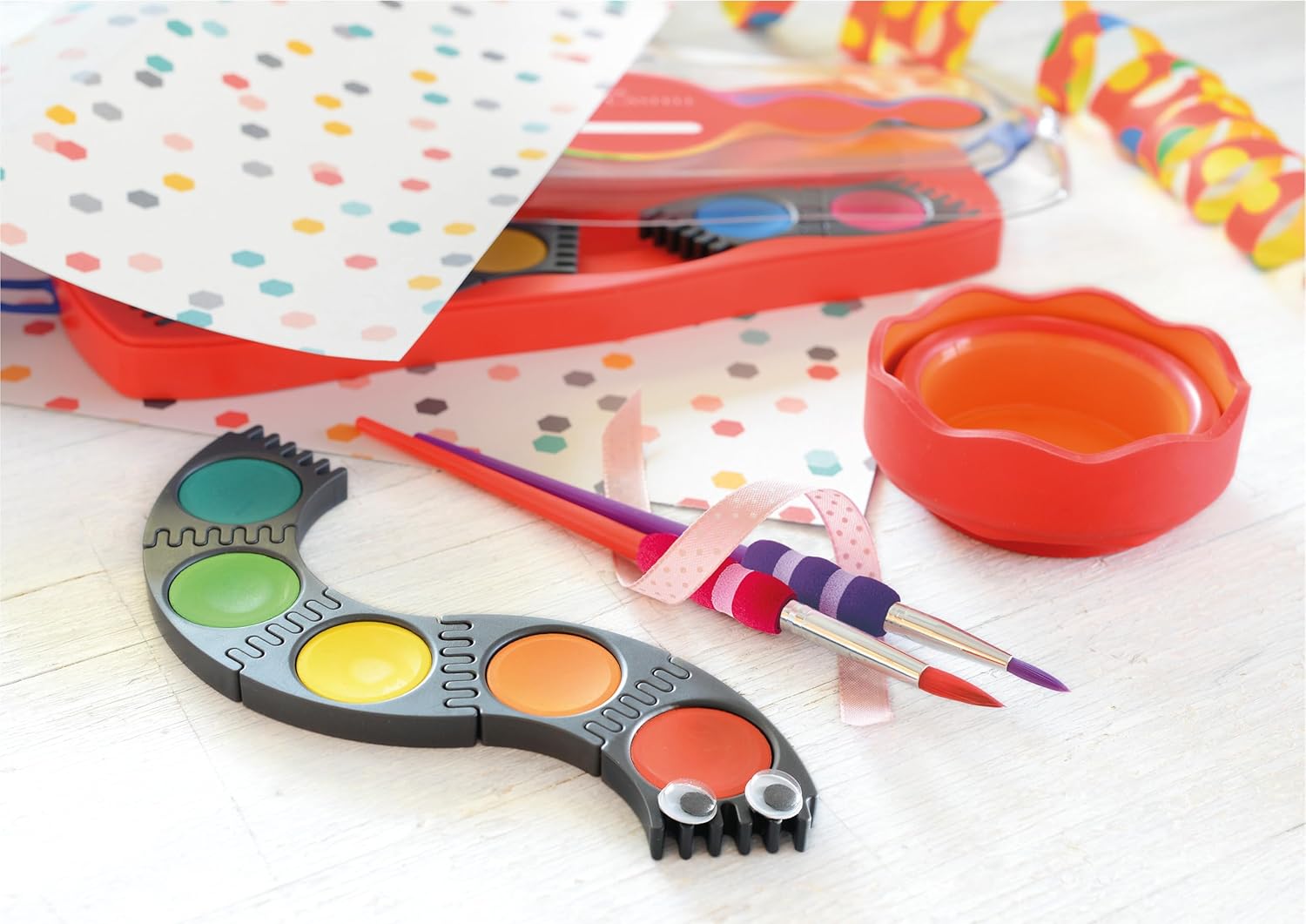 Set De 8 Pinceaux Enfants – 4 Ronds + 4 Plats – Palette Incluse – Peinture Acrylique Lavable – Cadeau Artiste
