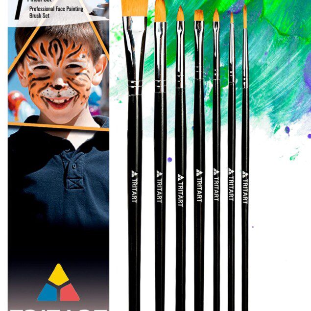 Pinceaux de maquillage professionnels : set de 7 pièces haute qualité pour enfants, idéal pour carnaval, Halloween et théâtre