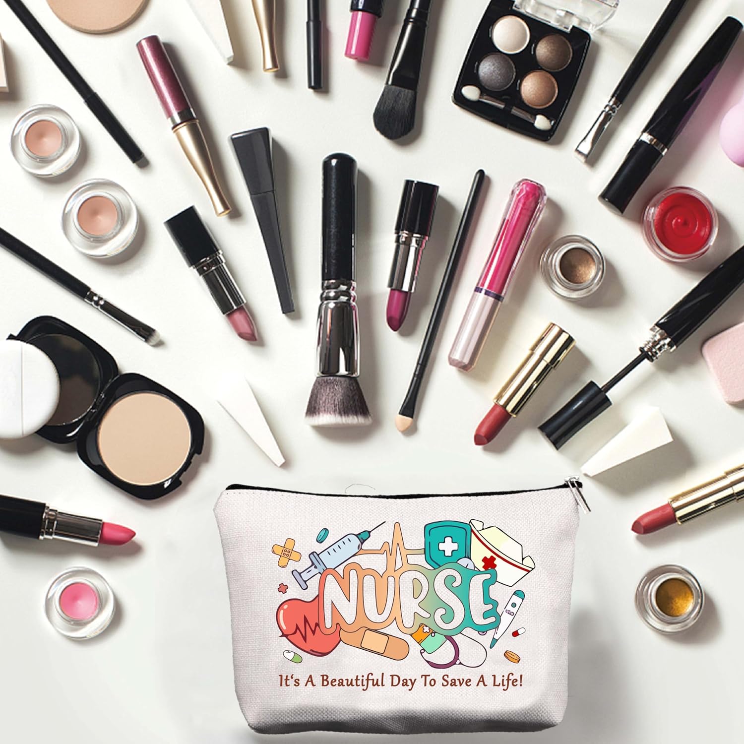 Trousse de maquillage en toile pour infirmières : l’accessoire idéal pour organiser vos cosmétiques et stylos en toute élégance – Image 6