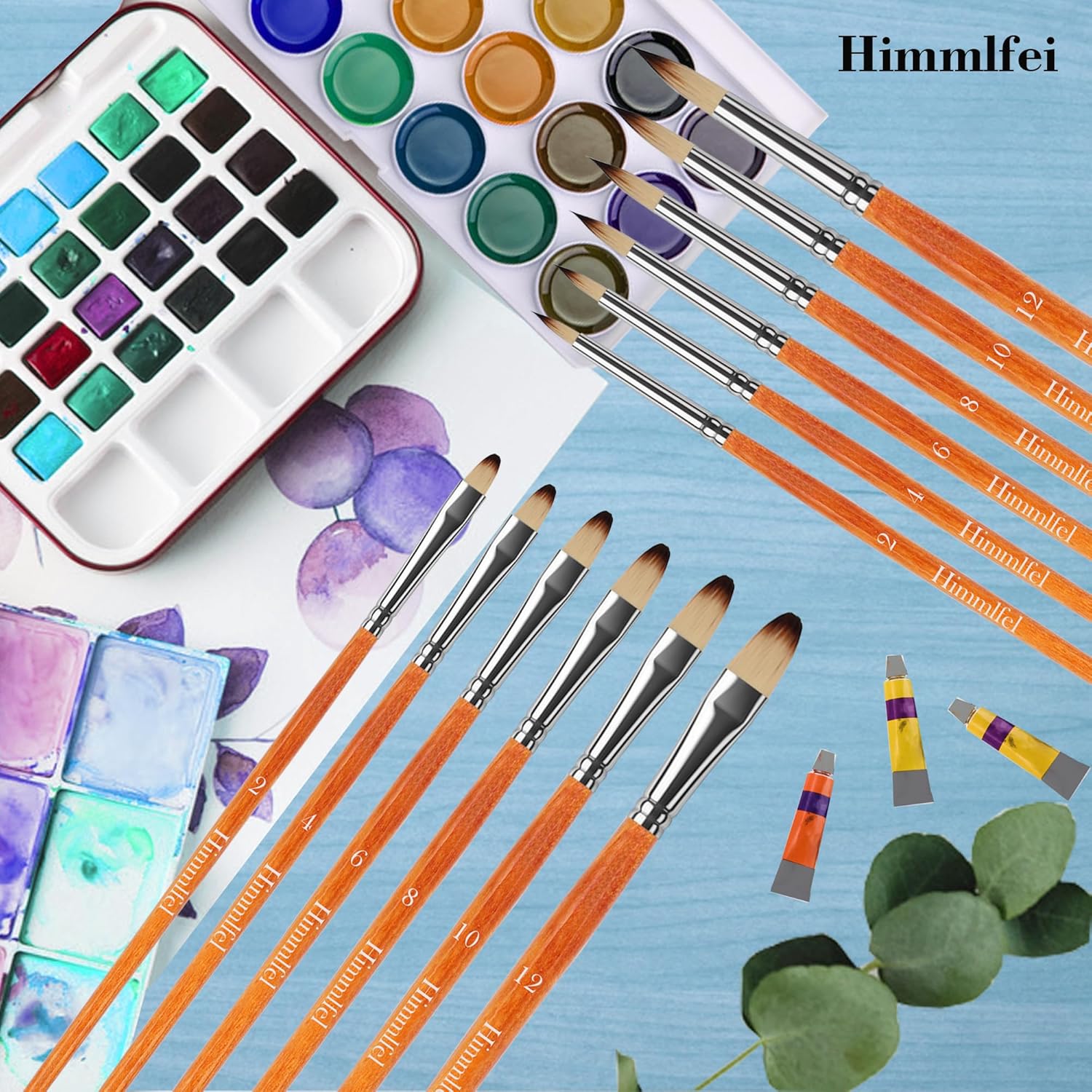 Pinceaux ronds et filbert : 12 pièces pour artistes, parfaits pour peinture acrylique, aquarelle, huile et gouache – Image 6