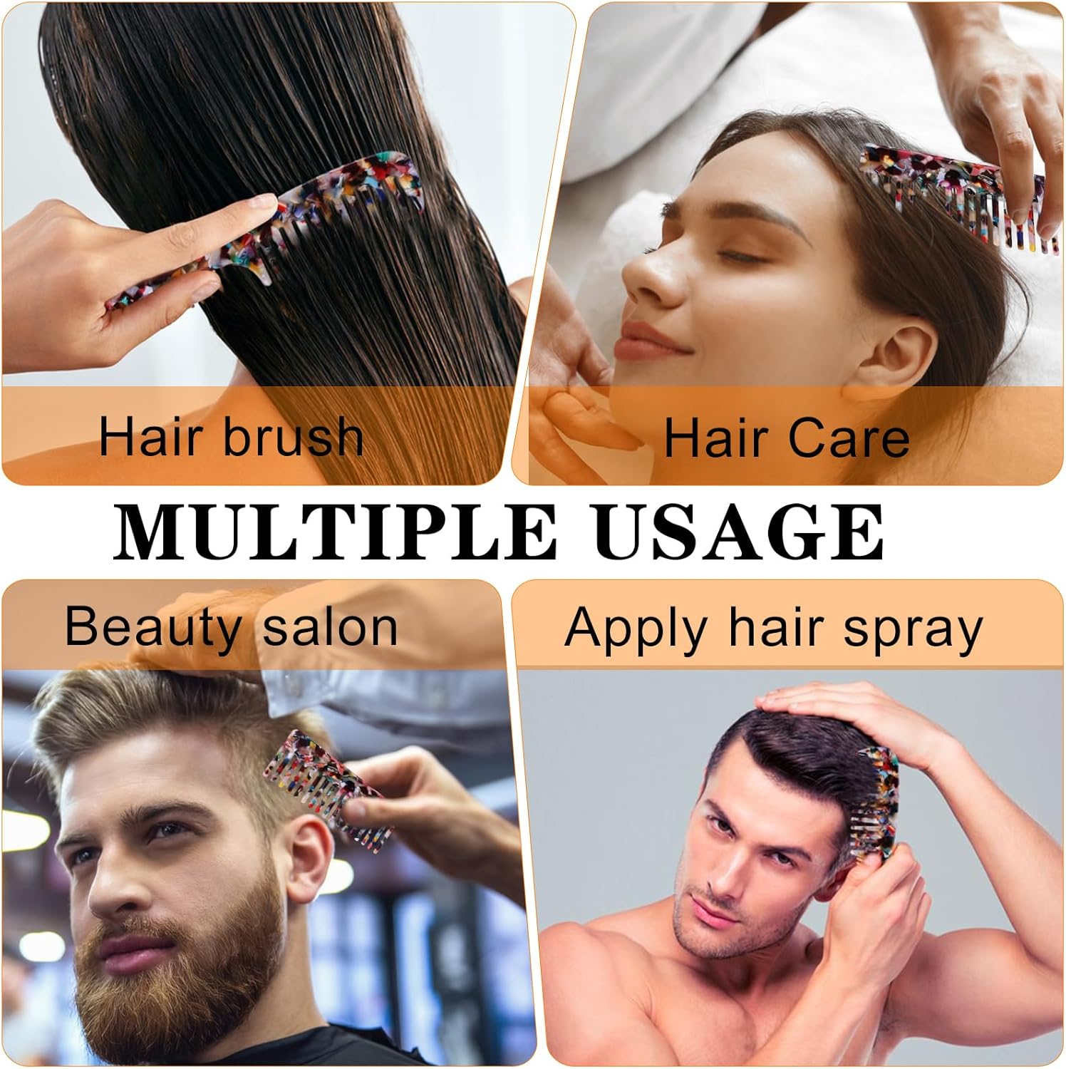 Peignes à dents larges : le duo idéal pour cheveux bouclés, longs et épais Offrez à vos cheveux ondulés un démêlage doux et efficace avec ce lot de 2 peignes en acétate de cellulose – Image 8