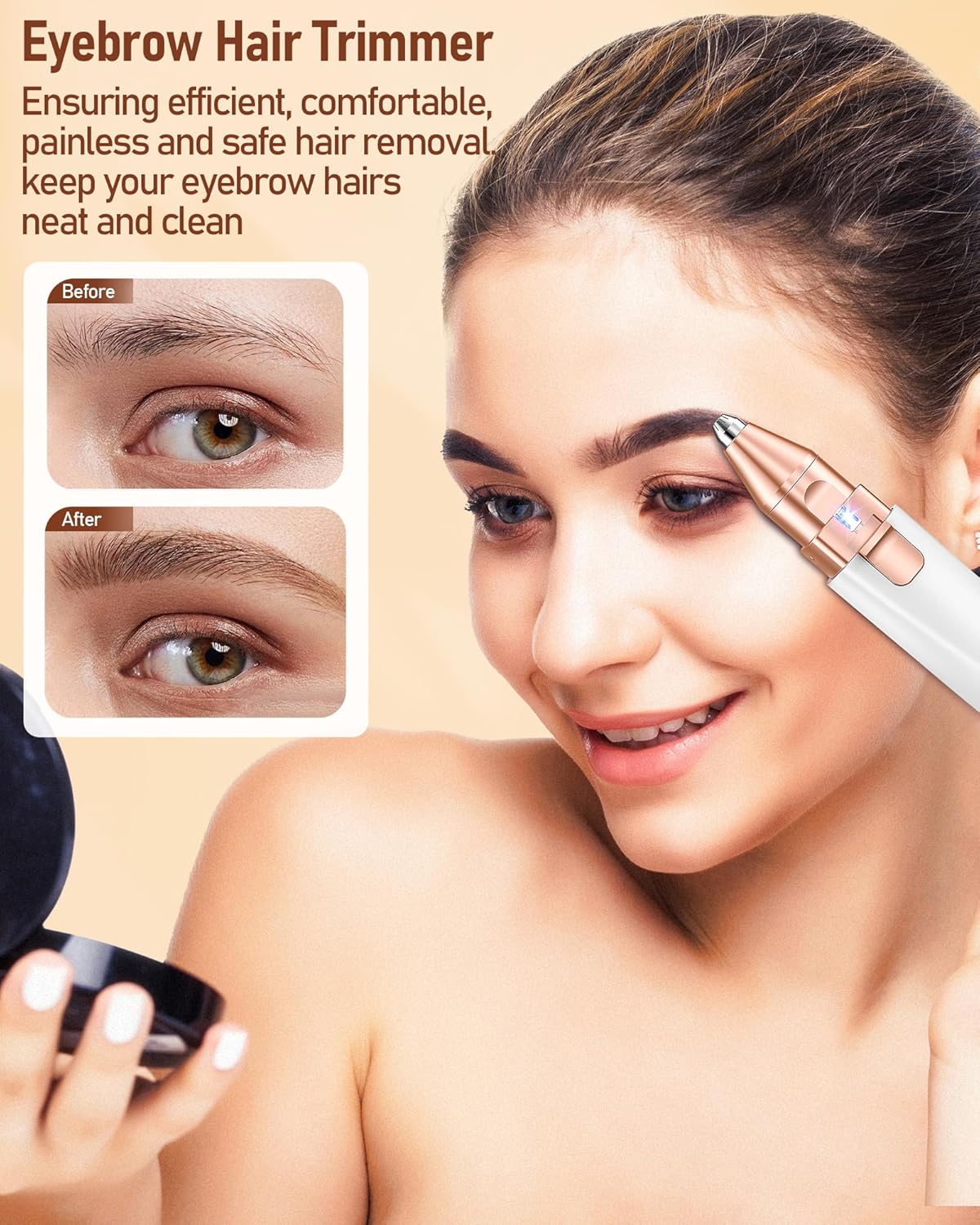 Rasoir visage électrique pour femmes : épilation précise et douce des sourcils – Image 2