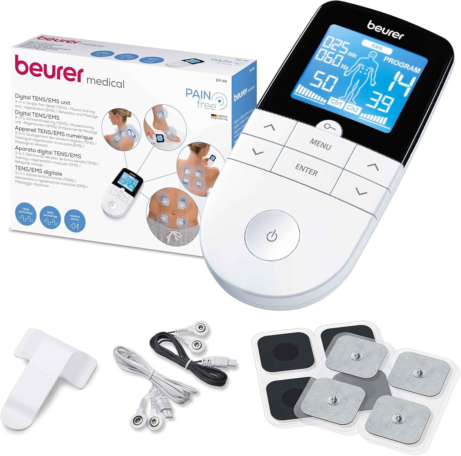 Électrostimulateur musculaire 3 en 1 pour soulager les douleurs et renforcer les muscles
Thérapie anti-douleur TENS, stimulation EMS et massage relaxant : un allié pratique et efficace à emporter partout