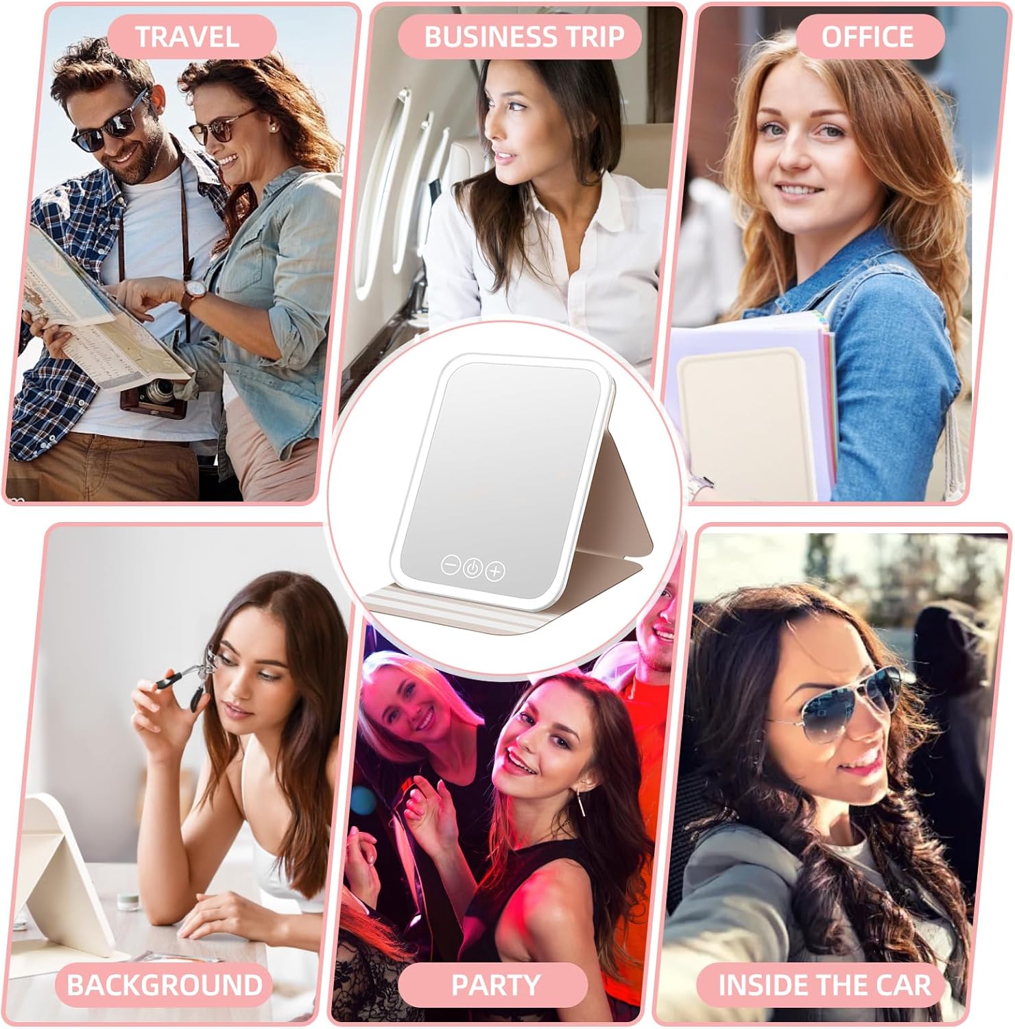 Miroir de maquillage lumineux : l'accessoire rechargeable et portable pour les voyages et la maison Découvrez le miroir pliable Ultra HD avec 3 couleurs de lumière et luminosité réglable, idéal pour un maquillage parfait en toutes circonstances. – Image 5