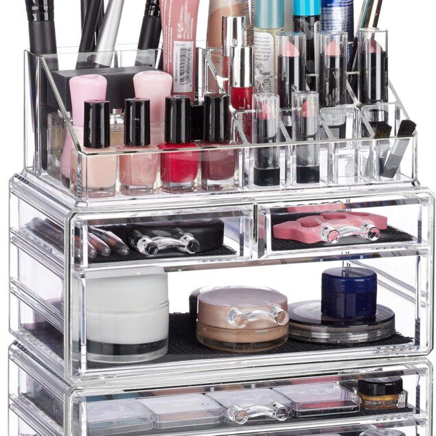 Organiseur de cosmétiques transparent : rangement élégant pour passionnées de maquillage