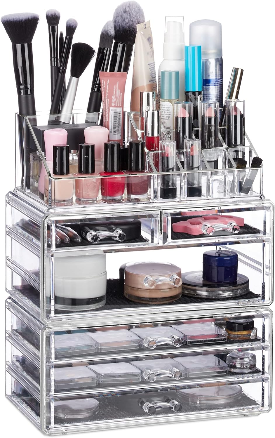 Organiseur de cosmétiques transparent : rangement élégant pour passionnées de maquillage