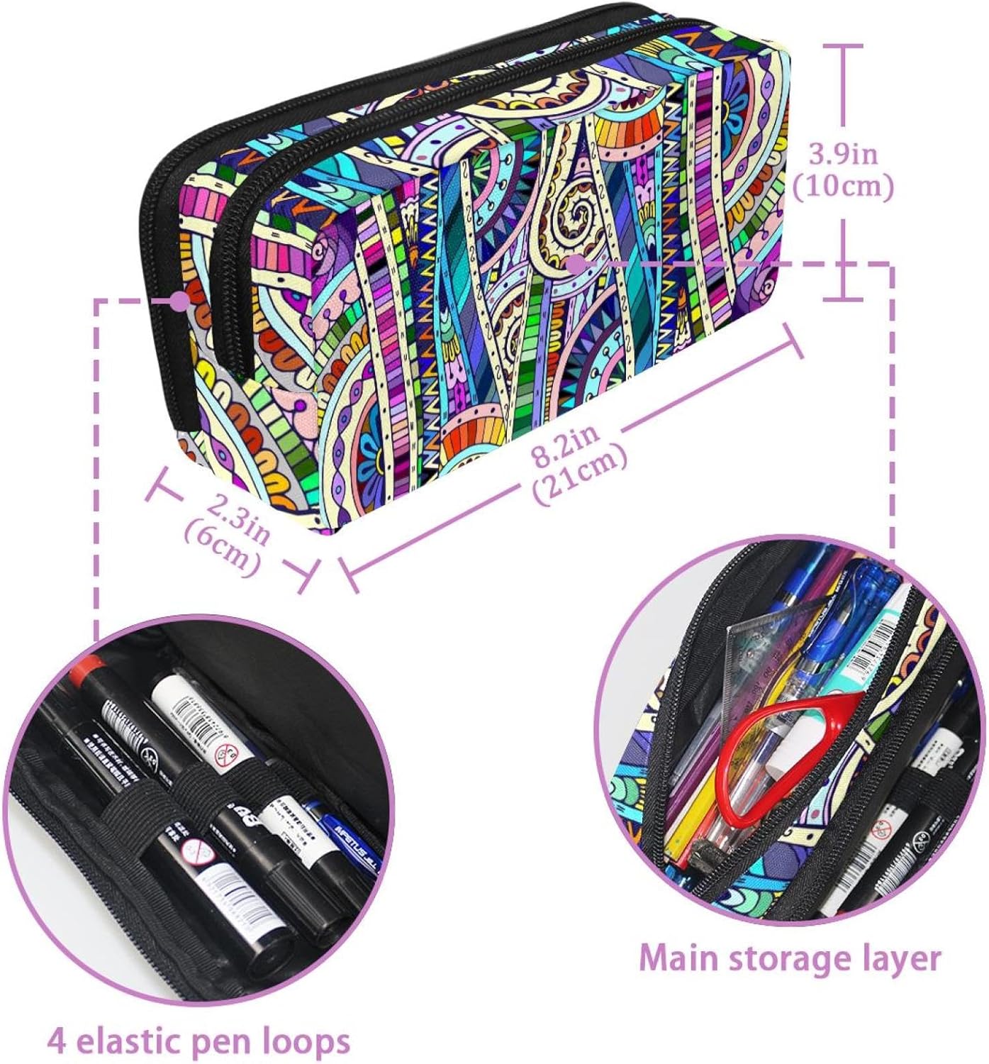 Trousse à crayons ethnique et géométrique : grande capacité pour les artistes en herbe – Image 5