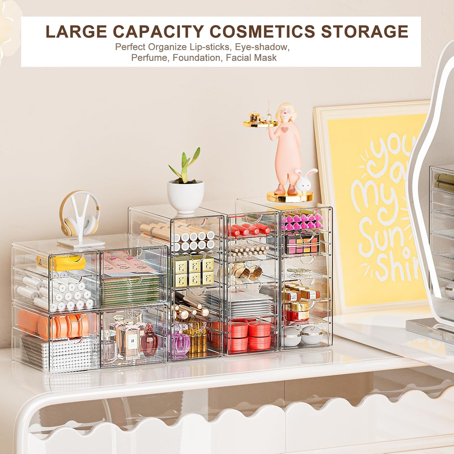 Organisateur de maquillage avec 15 tiroirs : le rangement parfait pour les passionnées de beauté et de bureau – Image 2