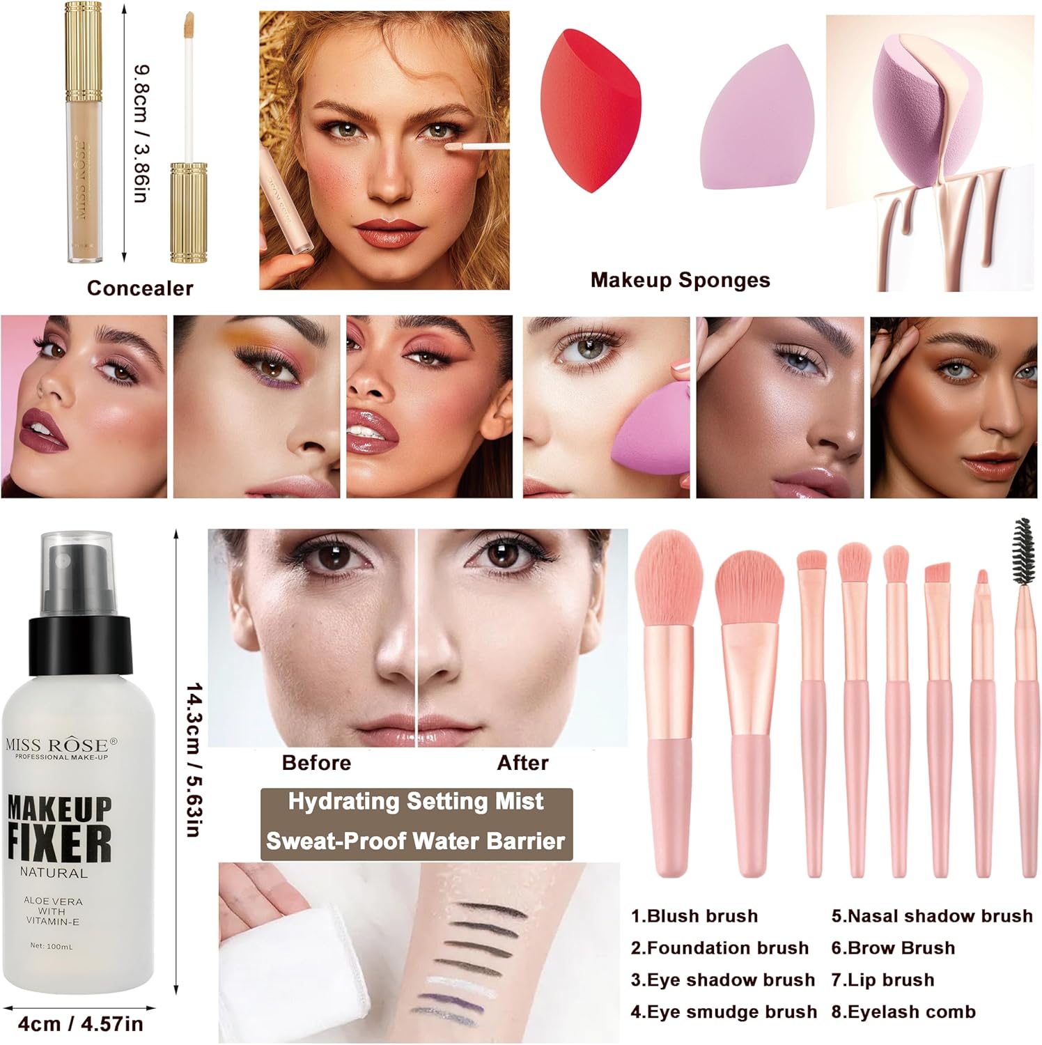 Coffret maquillage femme : malette portable avec 2 palettes d'ombres à paupières surdimensionnées pour ados et adultes – Image 7