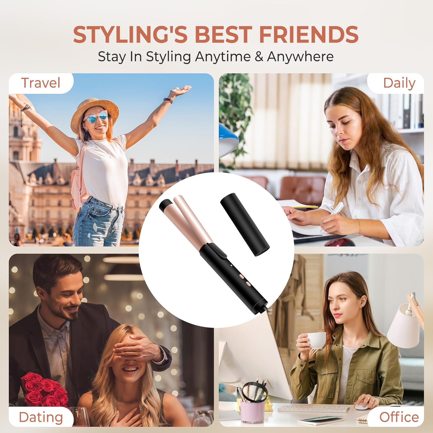 Mini fer à boucler pour cheveux court : boucleur de voyage 25 mm avec sac de rangement et température réglable pour des boucles élégantes en toute simplicité – Image 7
