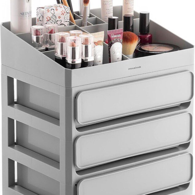 Organisateur de maquillage polyvalent : pour les passionnées de beauté, un rangement élégant et pratique avec 3 tiroirs et 9 compartiments