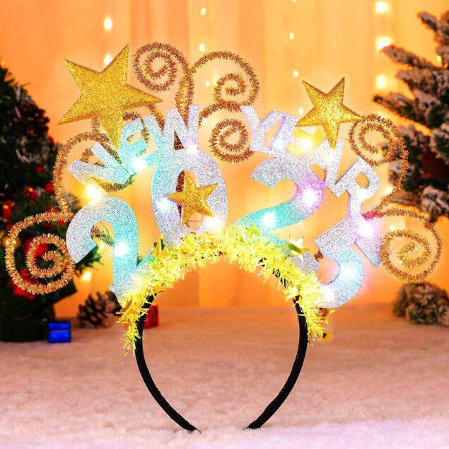 Serre-tête lumineux « Happy New Year » à LED : le bandeau à paillettes idéal pour les femmes qui célèbrent en beauté