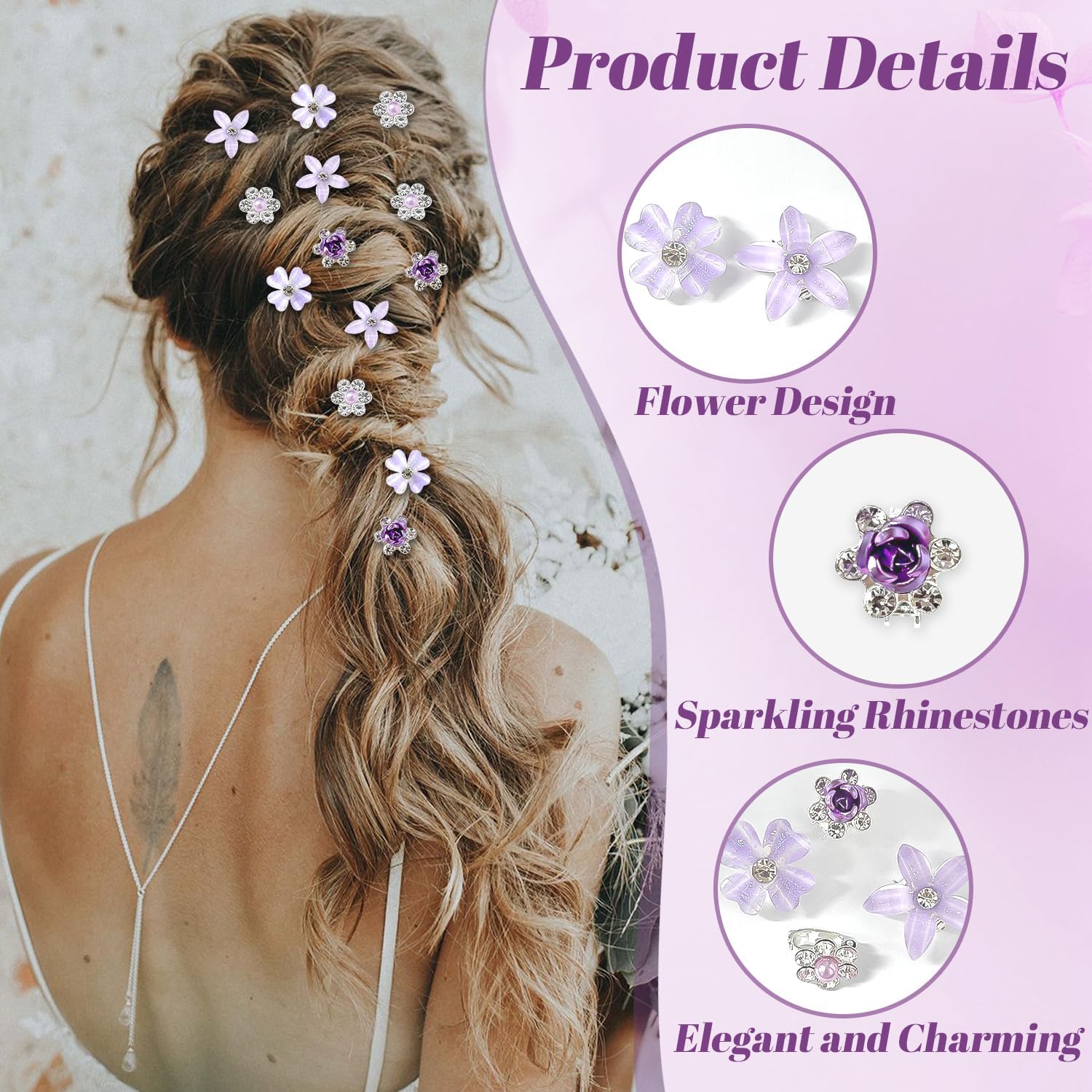 Pinces à fleurs miniatures en strass : accessoires de coiffure élégants pour femmes et filles lors des fêtes et mariages – Image 4