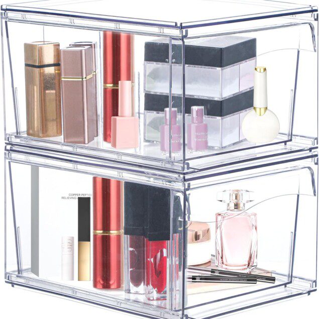 Organisateur de rangement de maquillage : lot de 2 tiroirs transparents pour une salle de bain toujours ordonnée