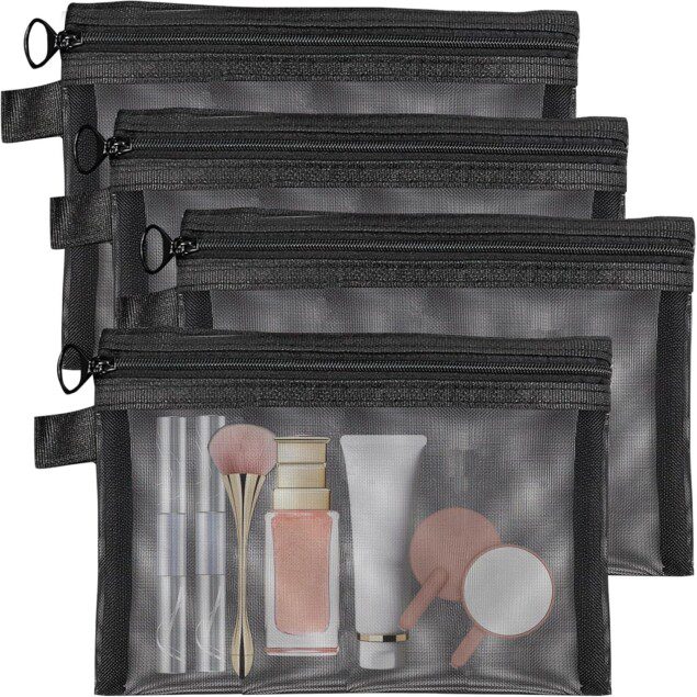 Trousse de toilette femme : 4 pack en nylon pour un rangement élégant et pratique en voyage