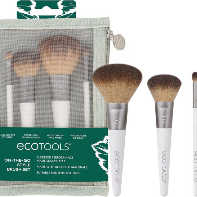 Kit de pinceaux de maquillage éco-responsable : indispensable pour les voyages avec 5 outils miniatures