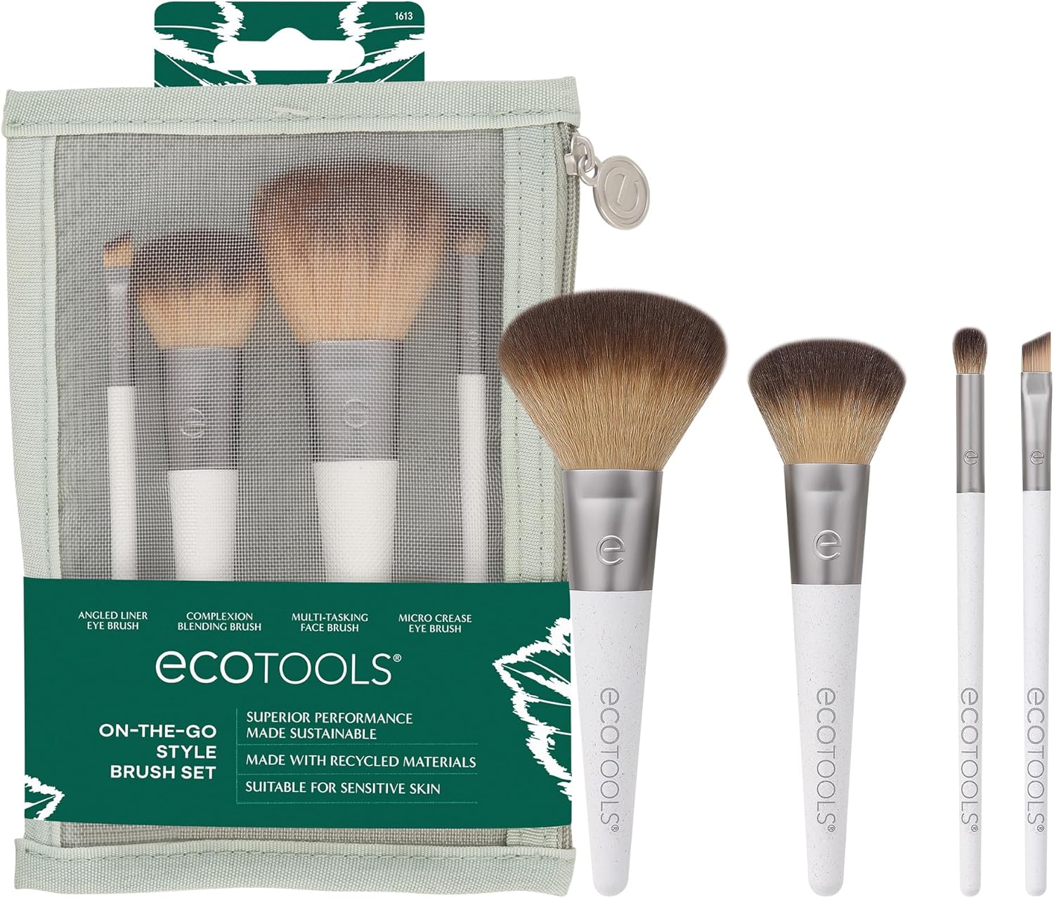 Kit de pinceaux de maquillage éco-responsable : indispensable pour les voyages avec 5 outils miniatures
