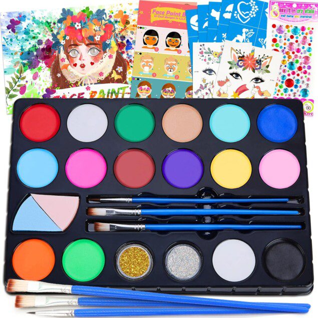 Palette de maquillage pour enfants : kit licornes de peinture visage et corps pour des fêtes mémorables