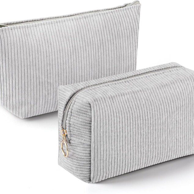 Pochette de maquillage en velours côtelé : élégance et praticité pour femme en voyage