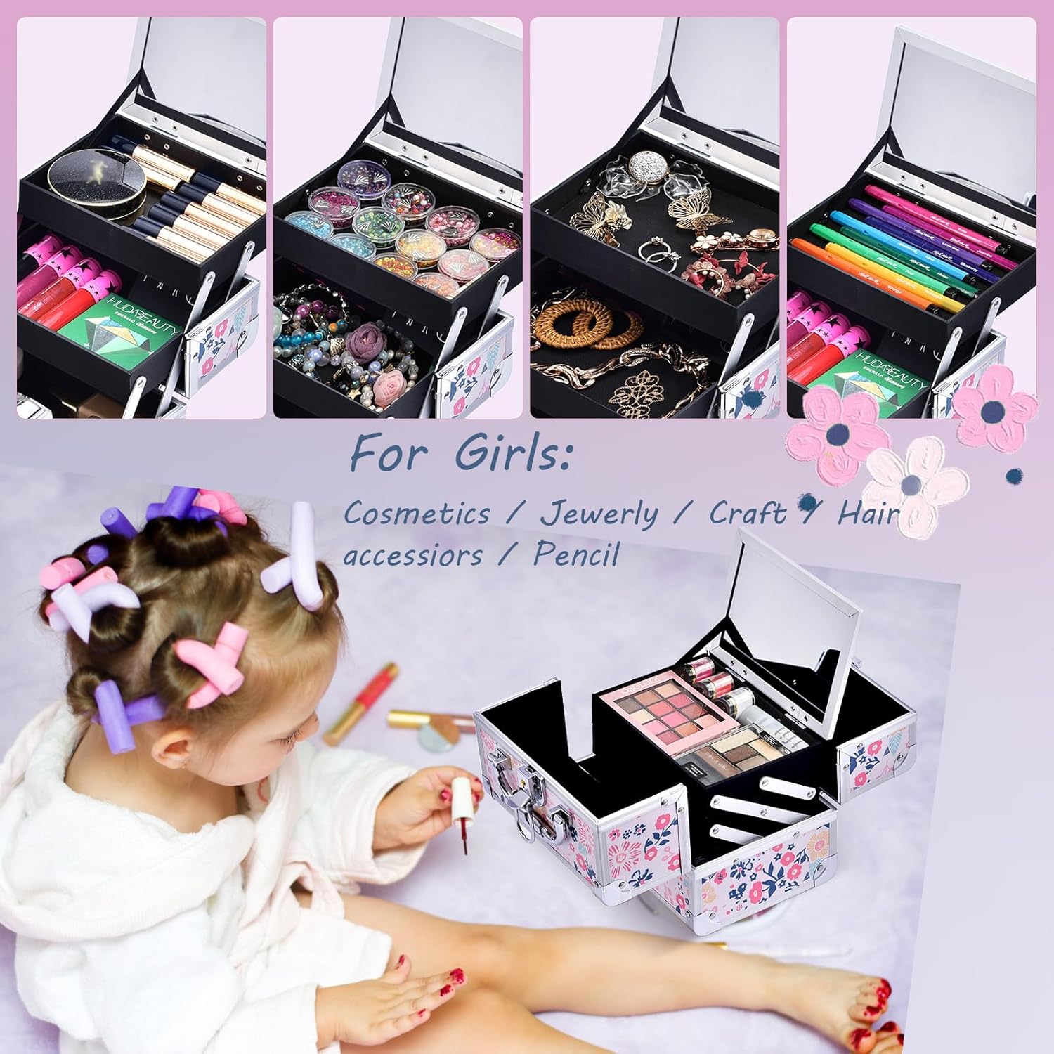 Coffret rangement à maquillage élégant pour les passionnées de beauté : l'organisateur idéal avec miroir intégré – Image 6