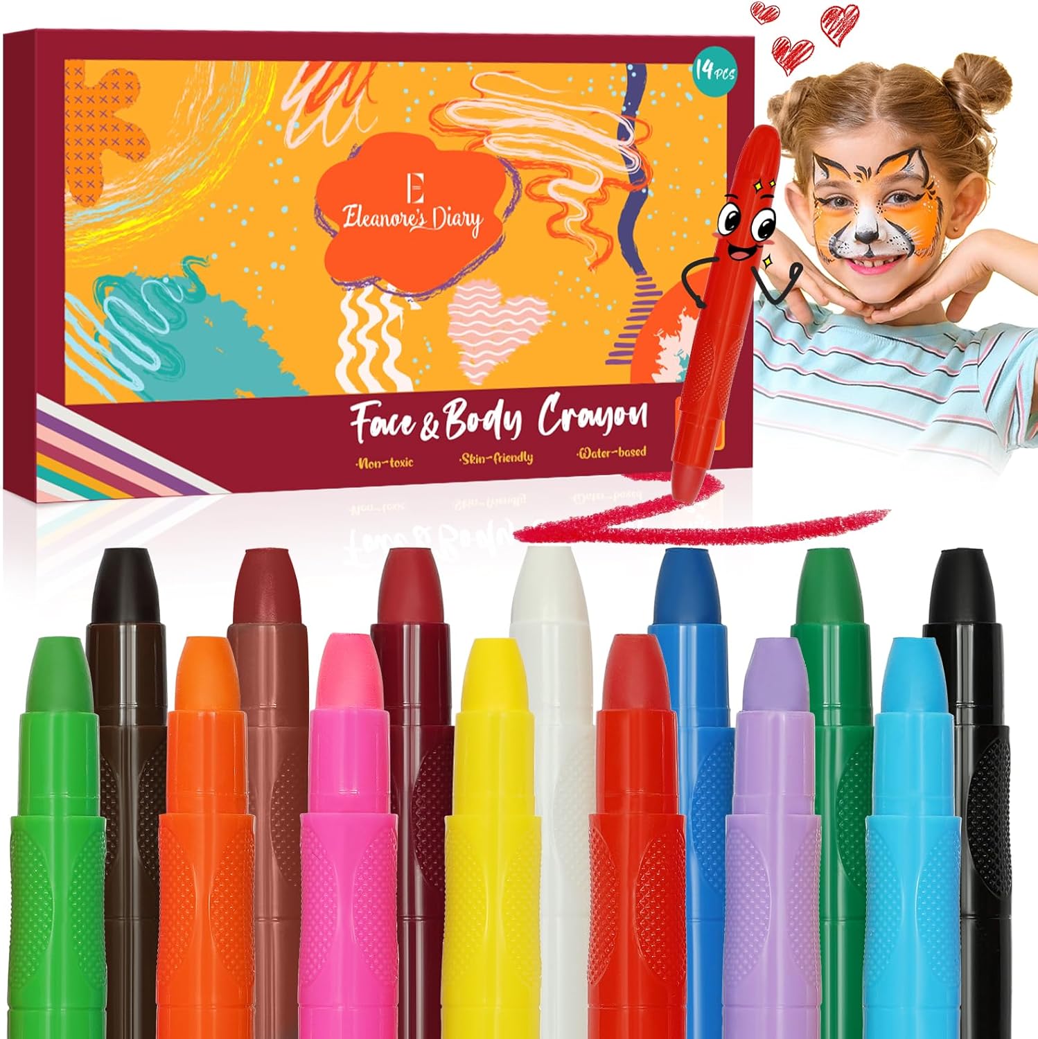 Peinture visage bio pour enfants : kit de 14 couleurs pour un carnaval créatif et sans danger