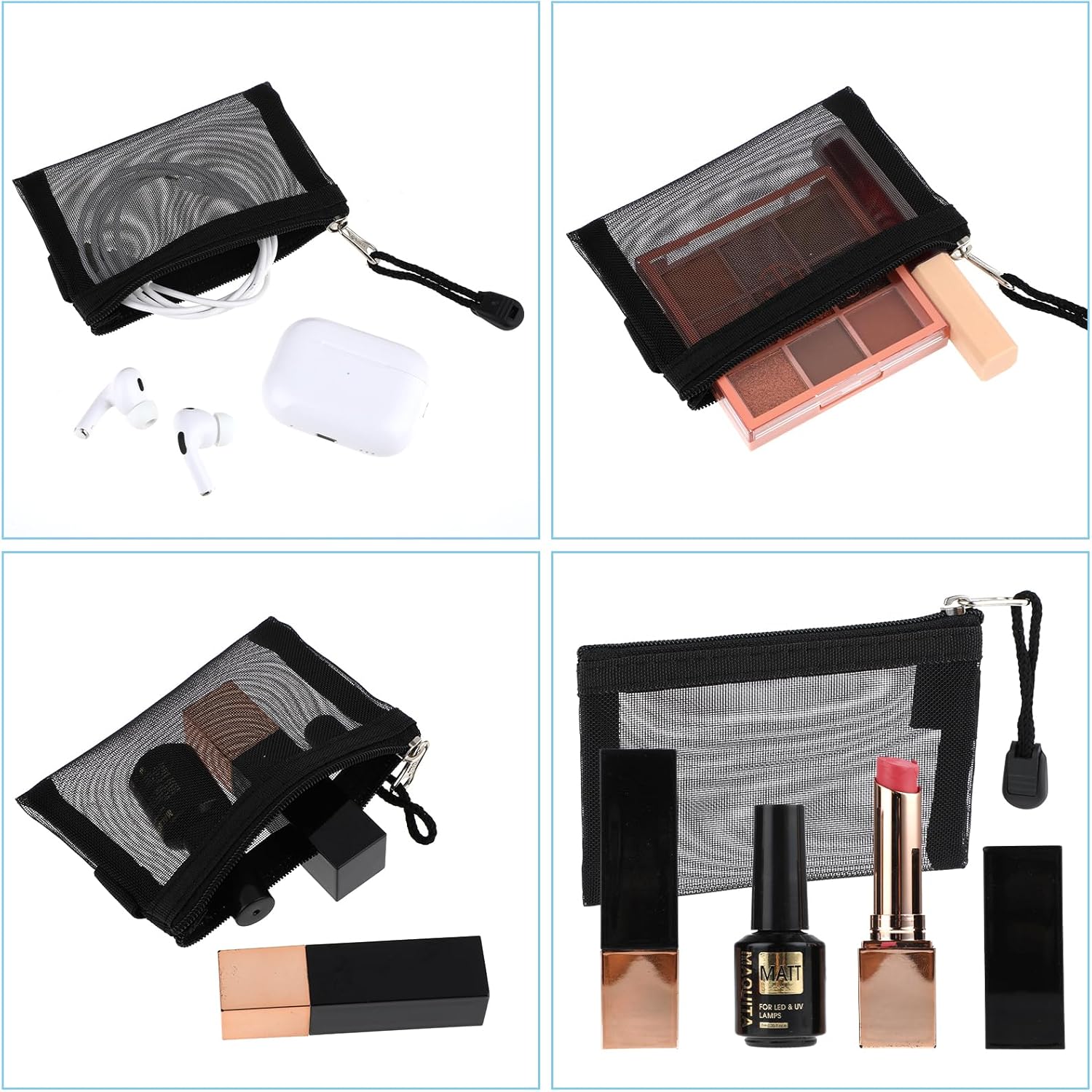 Mini sacs à fermeture éclair en maille : le lot idéal pour les passionnés de maquillage en voyage – Image 5