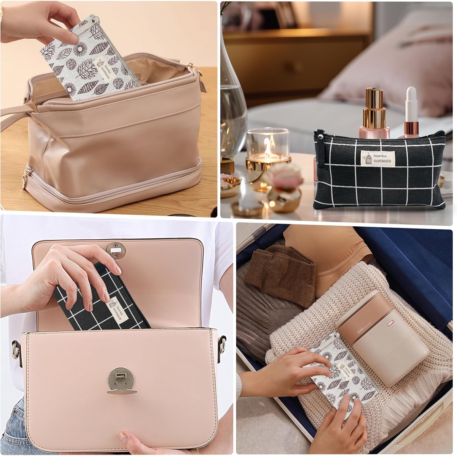 Sac cosmétique en toile : trousse de maquillage multi-fonctionnelle pour les voyages et le fitness – Image 6