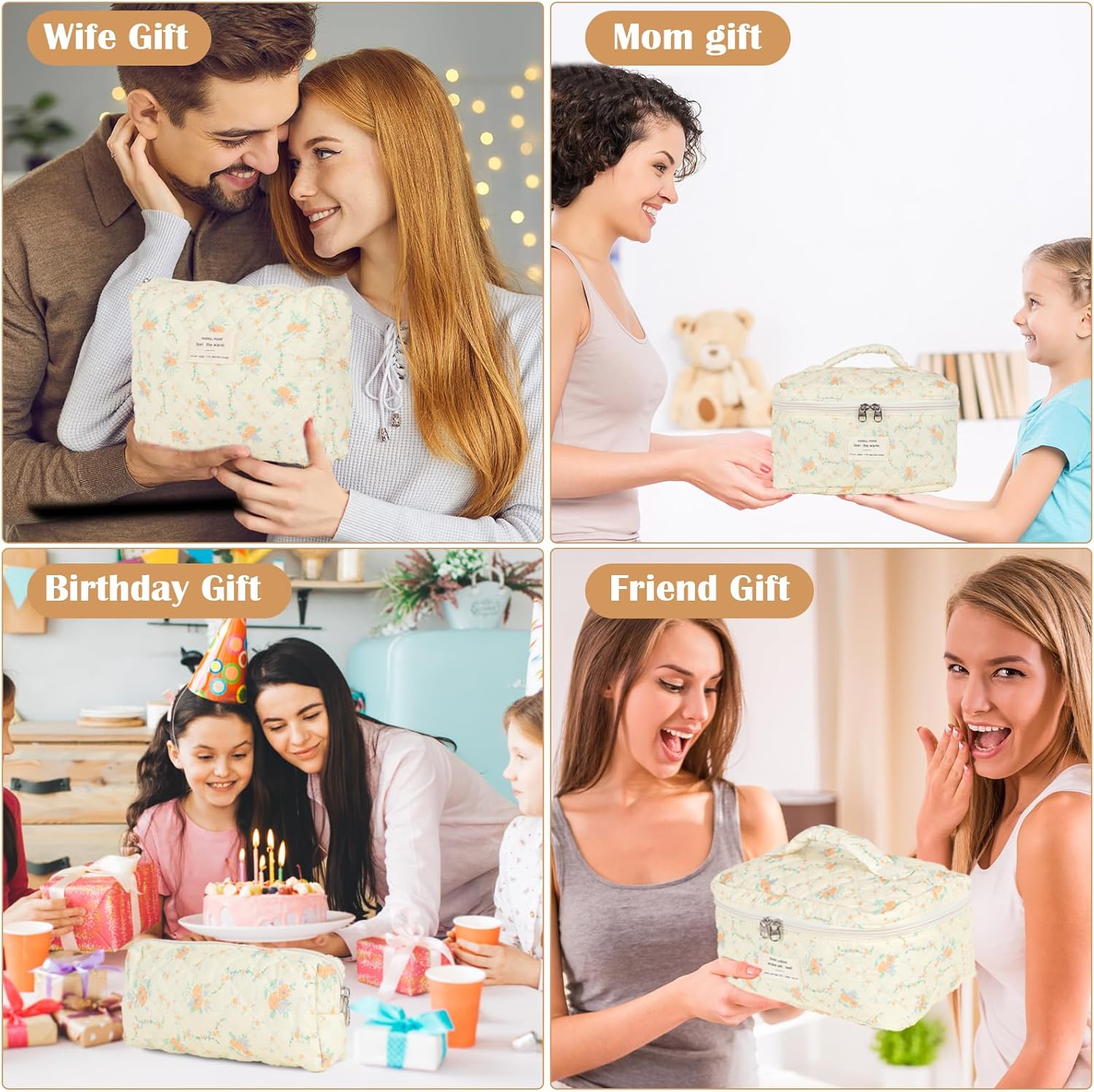 Trousse de toilette femme : lot de 3 pochettes en coton floral pour un rangement élégant et pratique de vos cosmétiques en voyage – Image 6