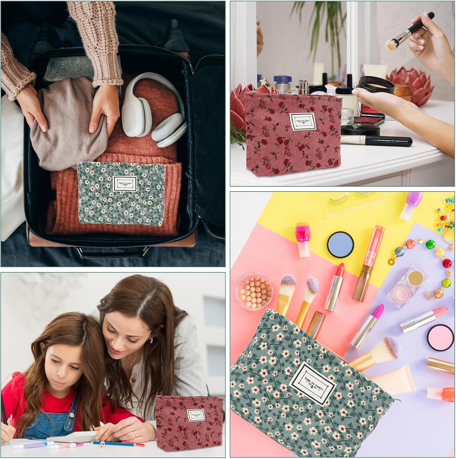 Trousse de toilette voyage : 2 pièces en velours côtelé pour femmes, élégance et praticité au quotidien – Image 7