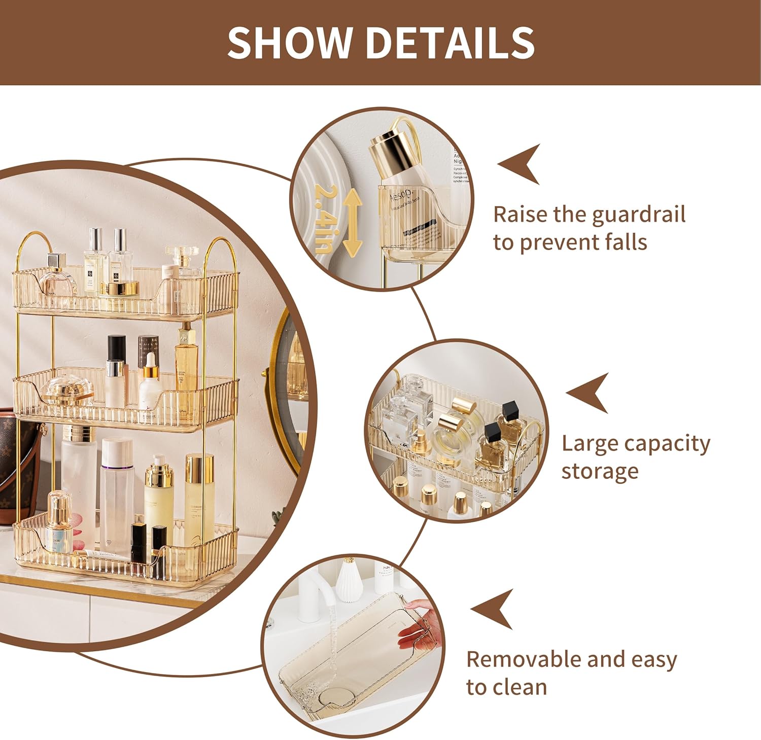 Organisateur de maquillage : le rangement parfait pour vos cosmétiques et parfums en trois couches – Image 2