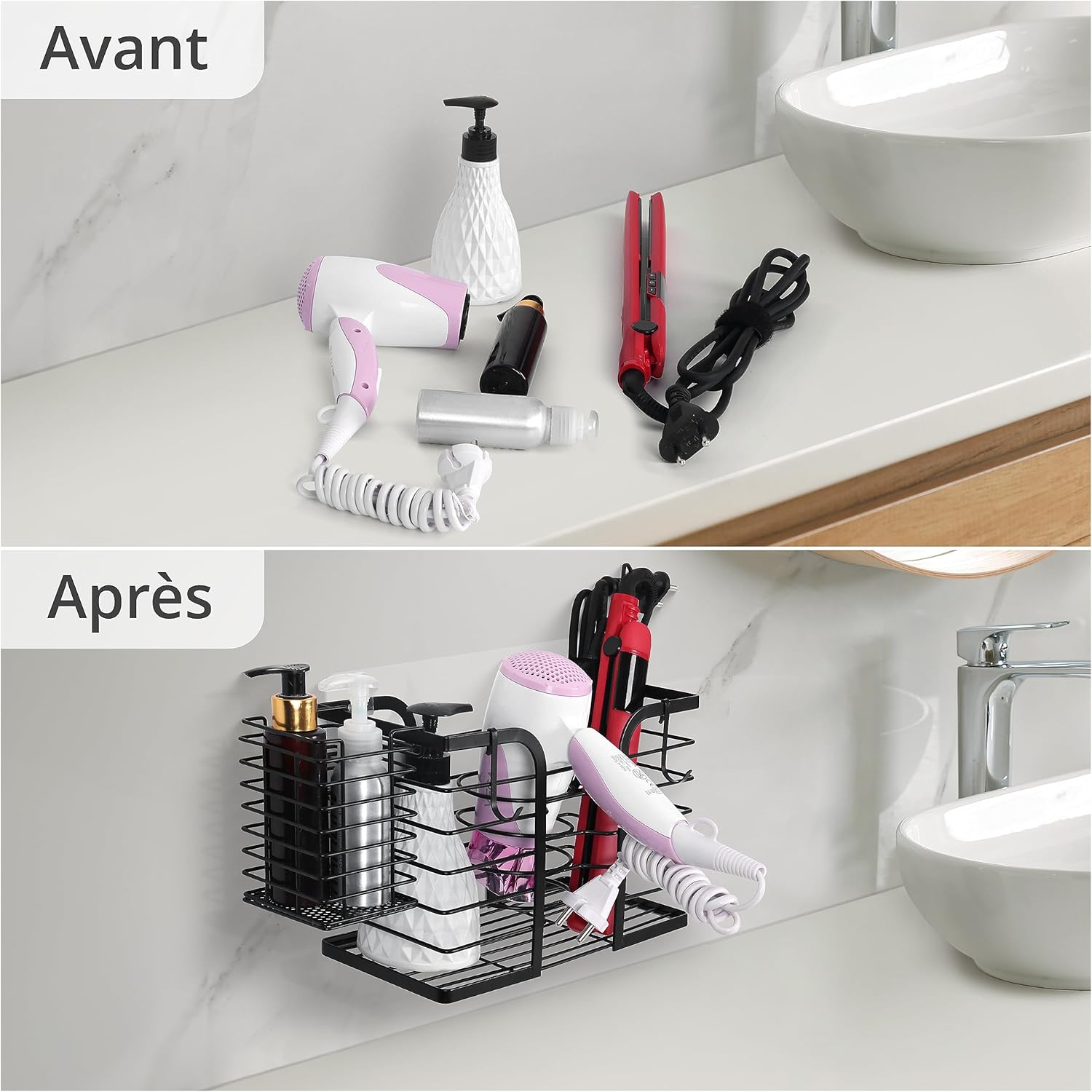 Porte sèche-cheveux mural sans perçage : l'accessoire idéal pour une salle de bain bien organisée – Image 3