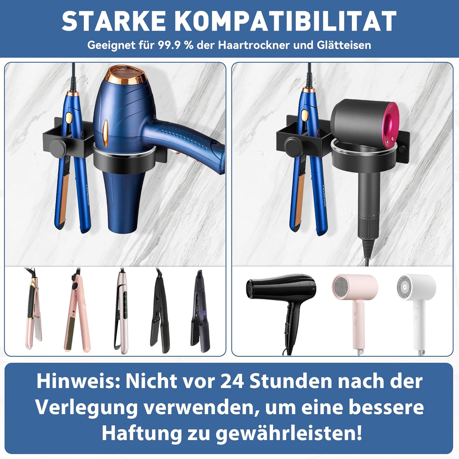 Support pour sèche-cheveux et fer à lisser : idéal pour une salle de bain bien organisée – Image 3