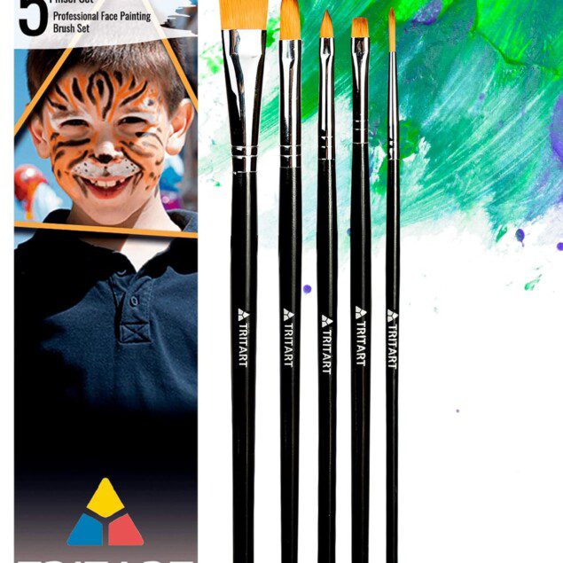 Pinceaux de maquillage haute qualité : set de 5 pièces pour enfants, idéal pour Halloween et le carnaval