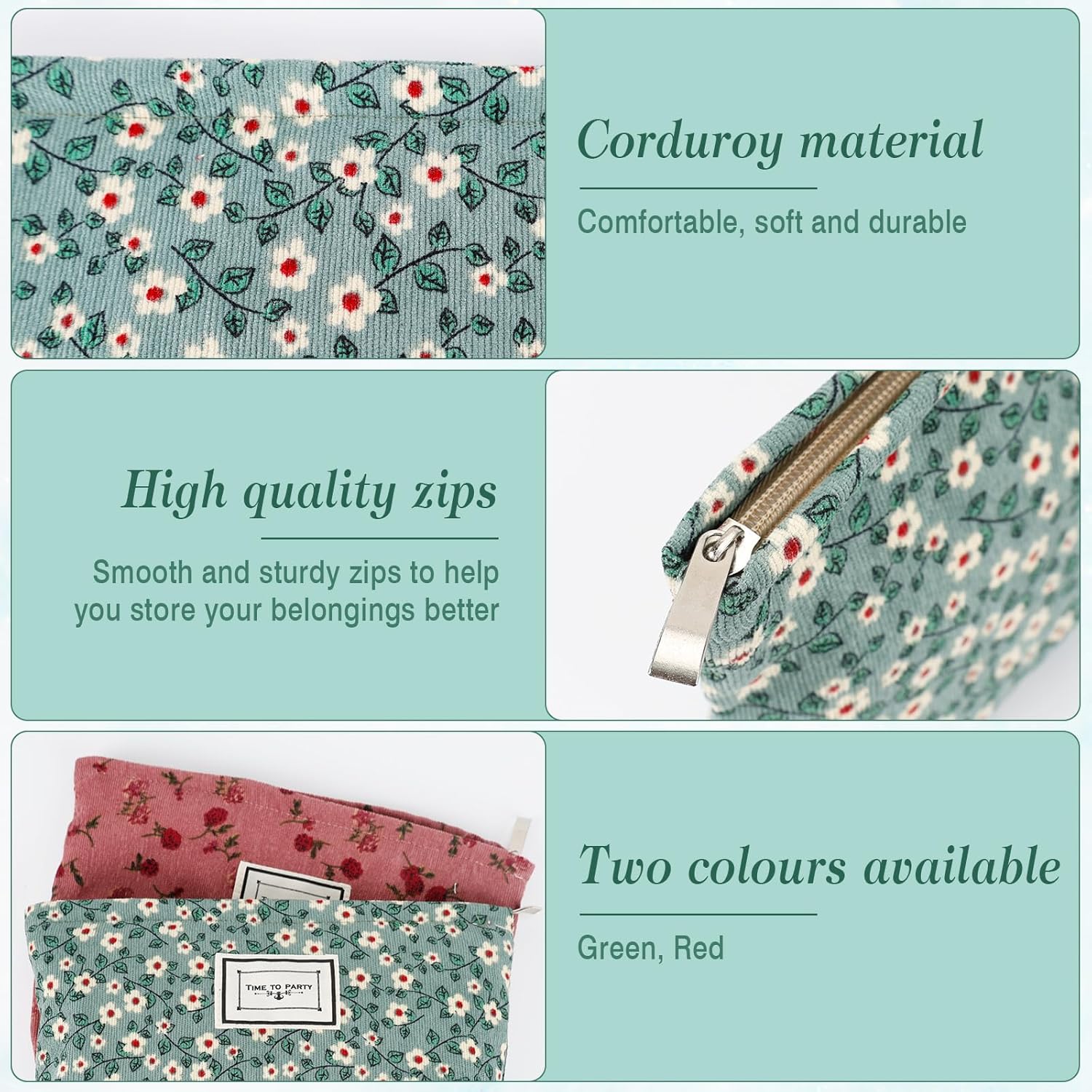 Trousse de toilette voyage : 2 pièces en velours côtelé pour femmes, élégance et praticité au quotidien – Image 3