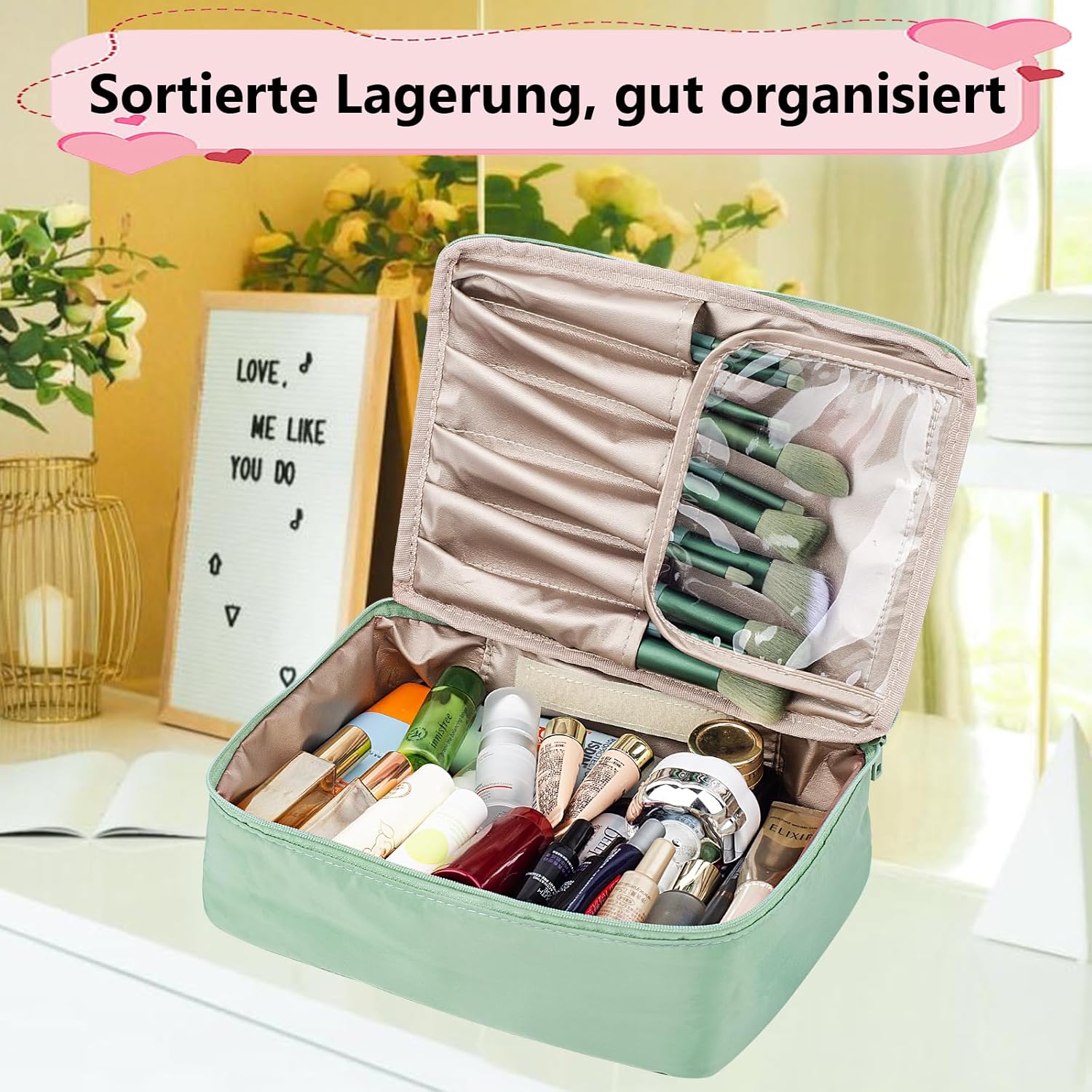 Grande trousse de maquillage pour femmes : élégance et praticité en voyage – Image 5