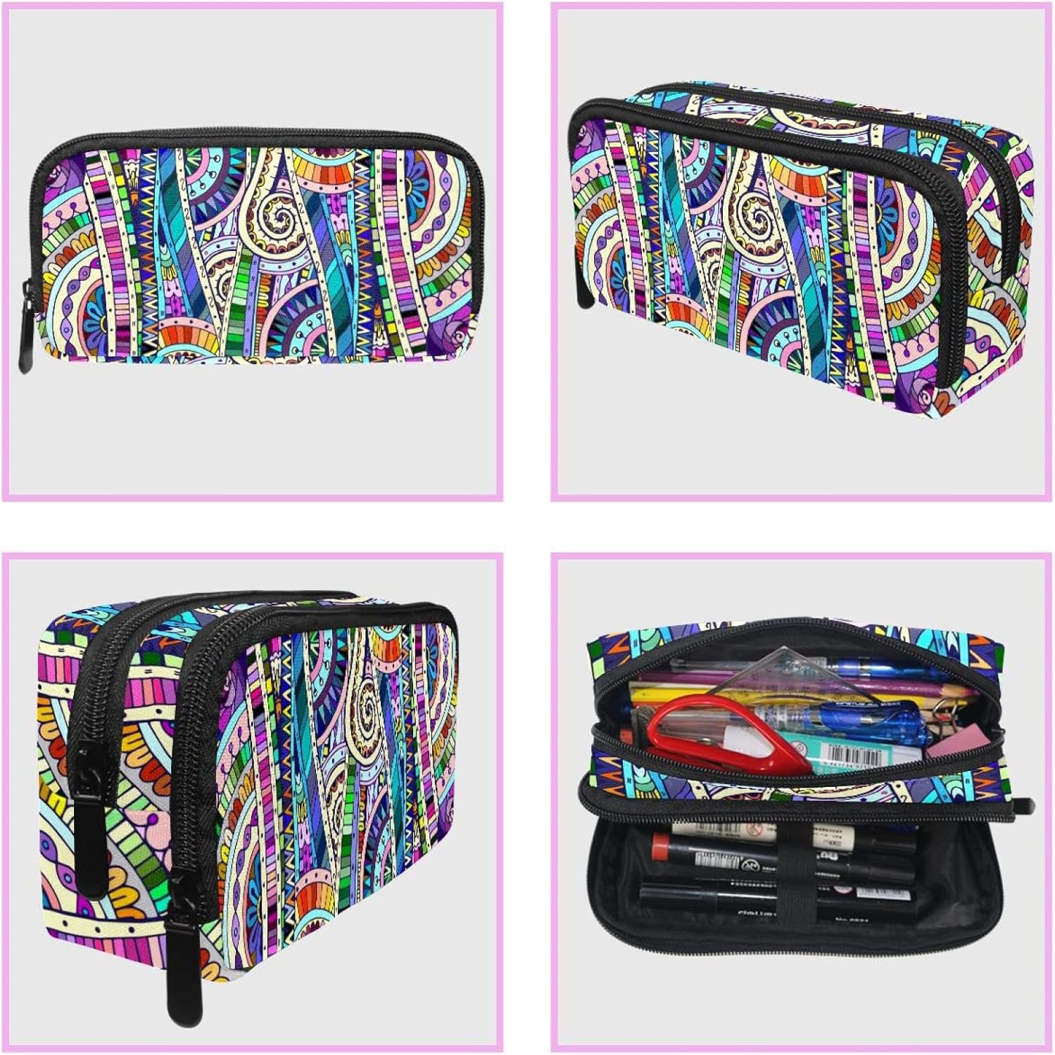 Trousse à crayons ethnique et géométrique : grande capacité pour les artistes en herbe – Image 3