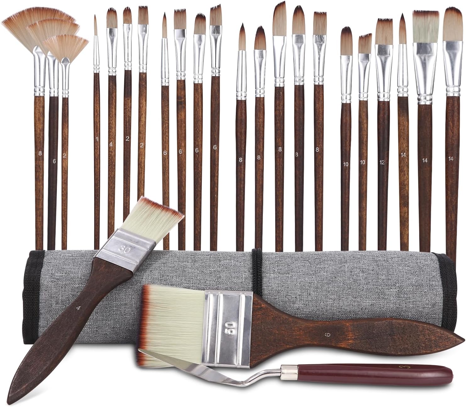 Pinceaux de peinture acrylique professionnels : 25 pièces pour artistes passionnés, idéaux pour acrylique, aquarelle, gouache et huile