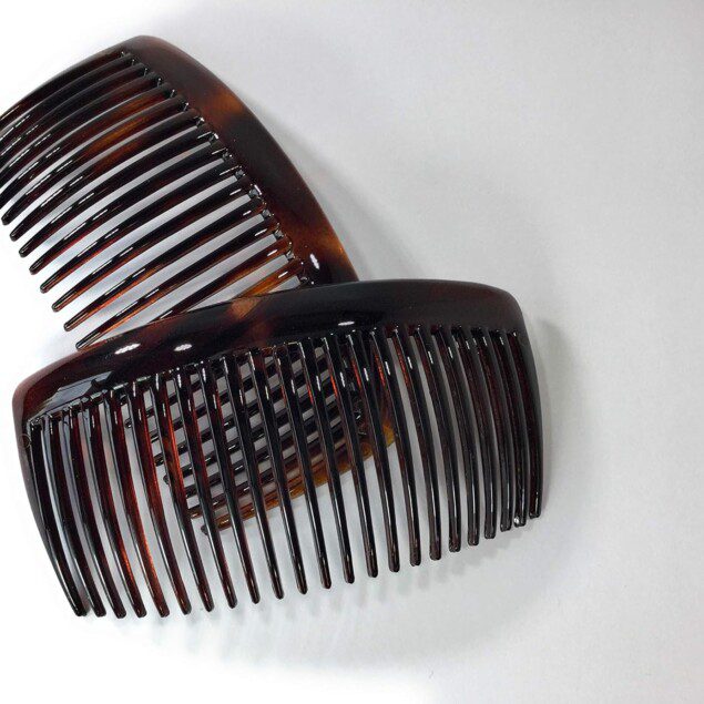 Peigne à dents droites marron havane : lot de 2 pour un coiffage élégant et pratique