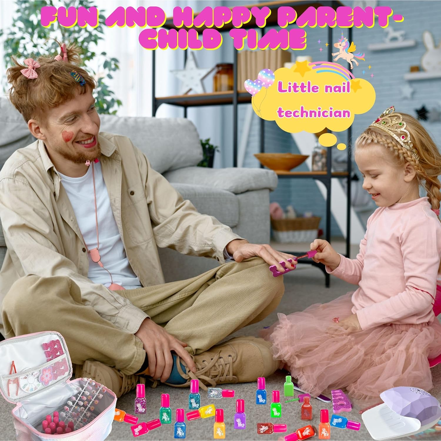 Kit manucure enfant : vernis à ongles non toxique et pelable pour des moments créatifs et amusants Idéal comme cadeau d'anniversaire pour les filles de 6 à 11 ans avec séchoir et trousse de maquillage inclus – Image 7