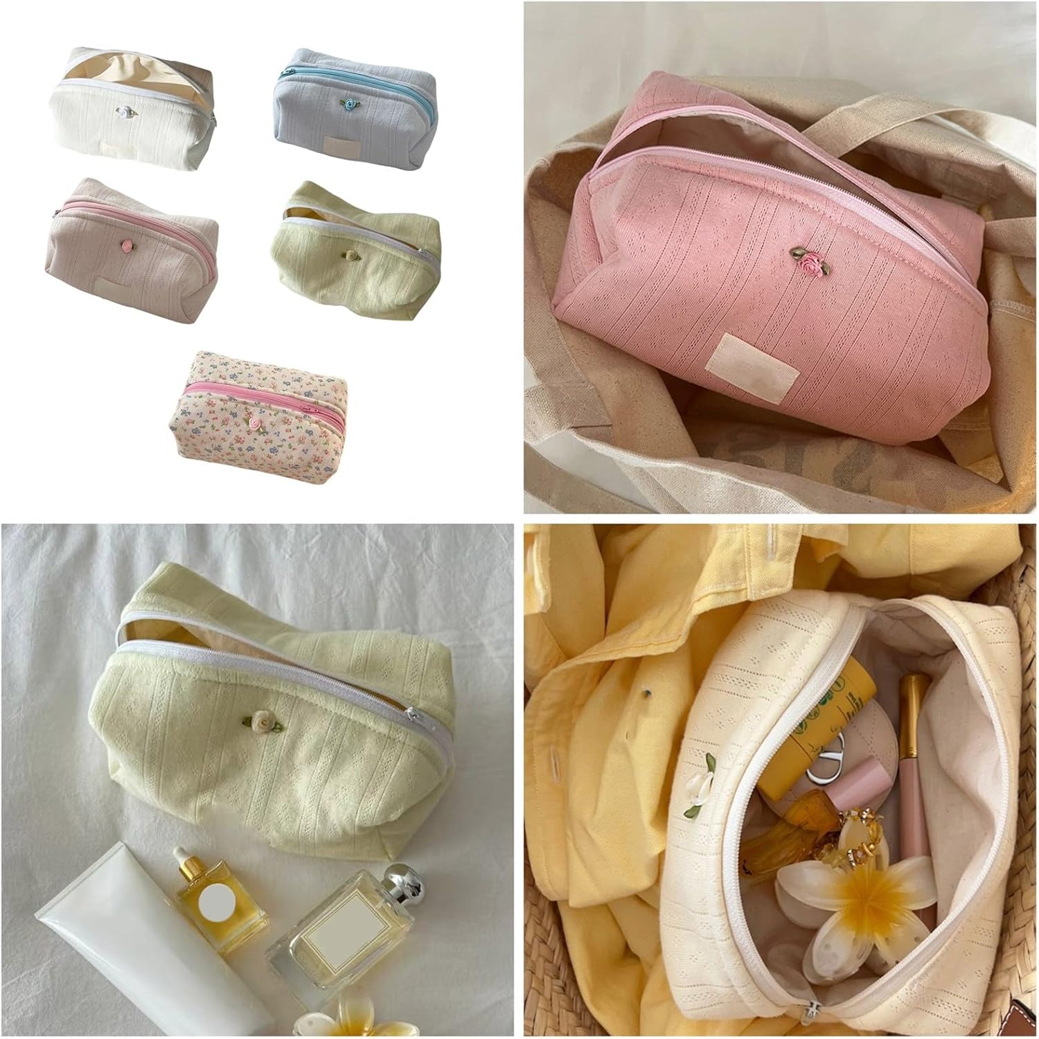 Trousse de maquillage en coton à motif floral : l'accessoire tendance pour femmes en voyage – Image 2