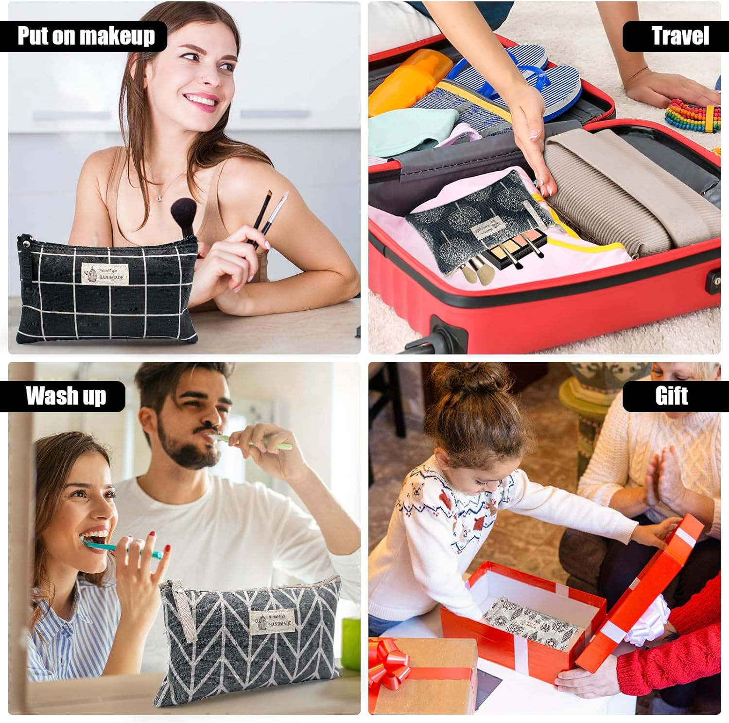 Sac cosmétique en toile : trousse de maquillage multi-fonctionnelle pour les voyages et le fitness – Image 7