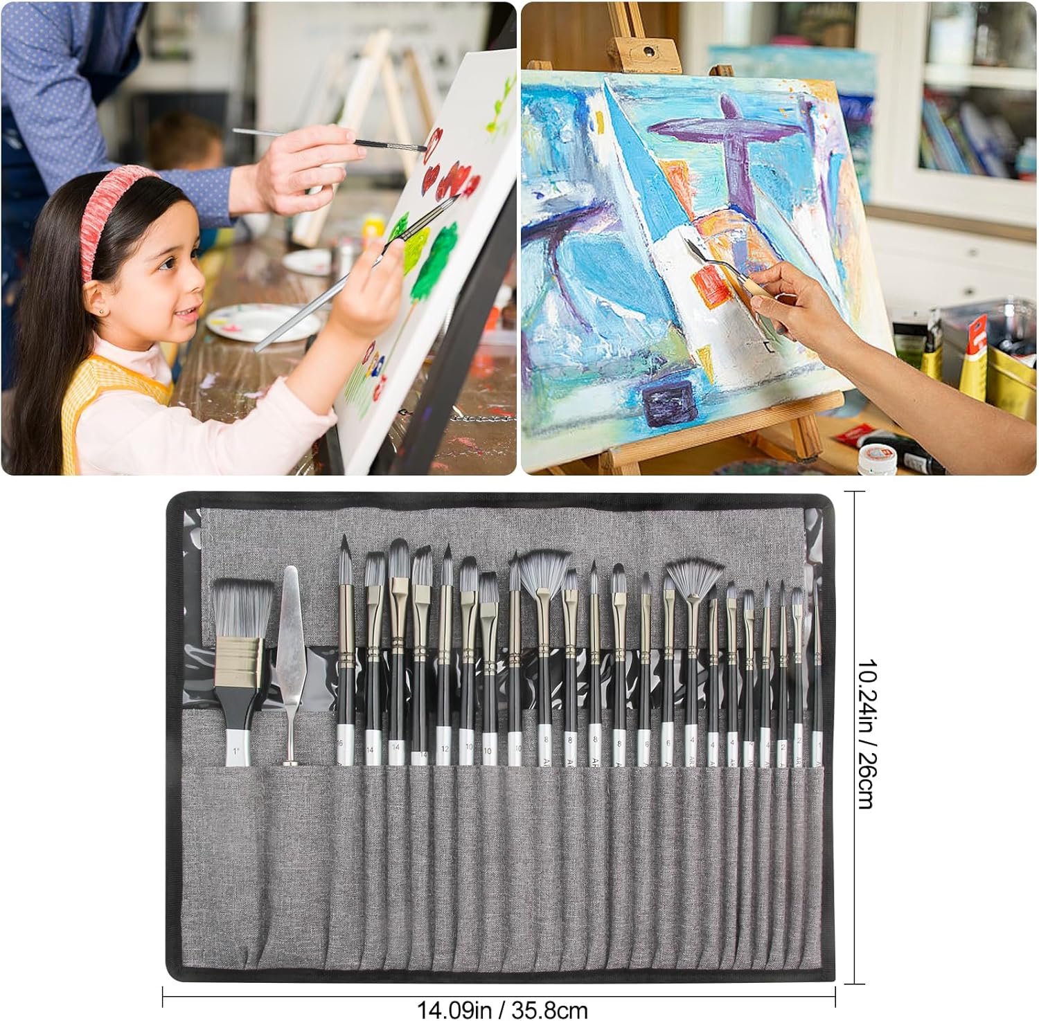 Set de 24 pinceaux acryliques pour artistes : élargissez vos horizons créatifs avec des outils de haute qualité – Image 6