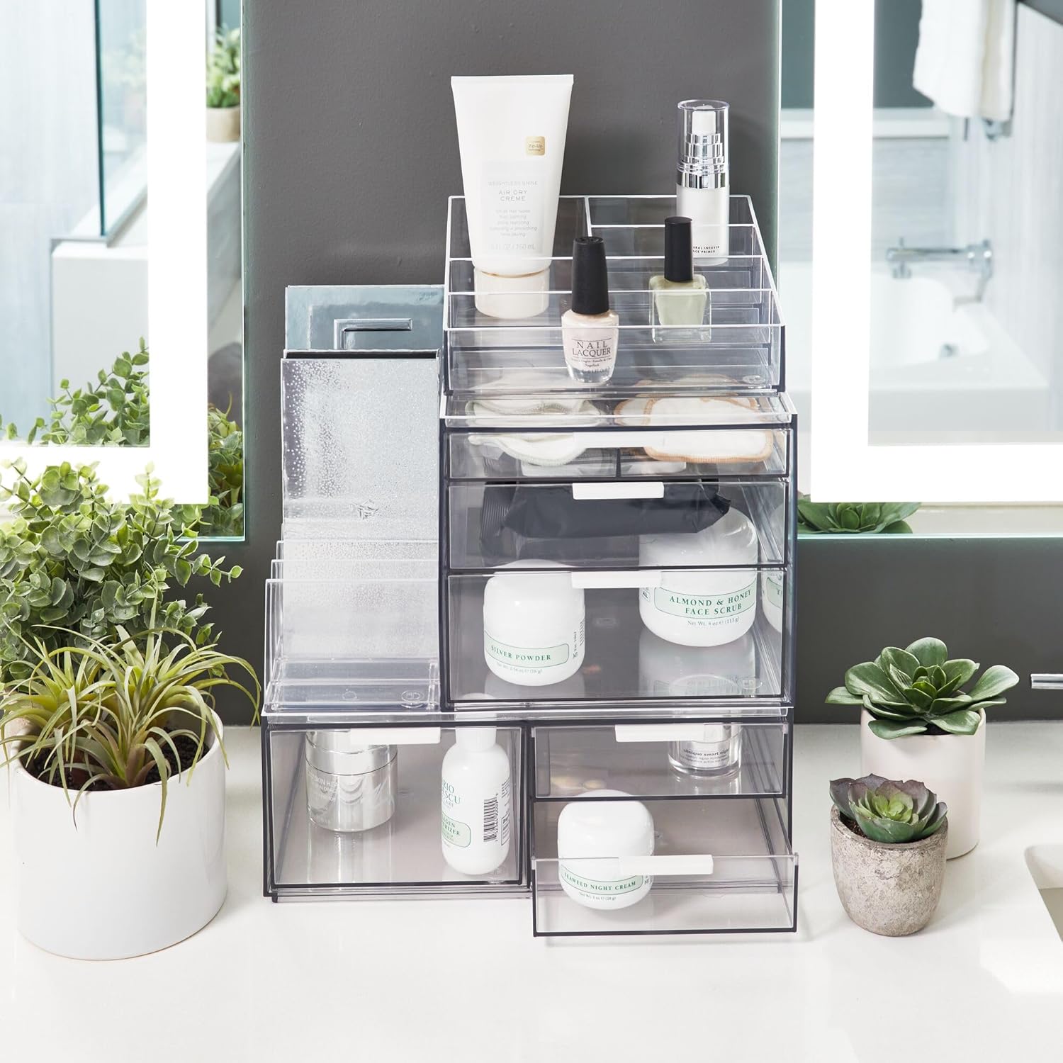 Organisateur de maquillage transparent : boîte de rangement avec 7 compartiments pour passionnées de beauté – Image 5