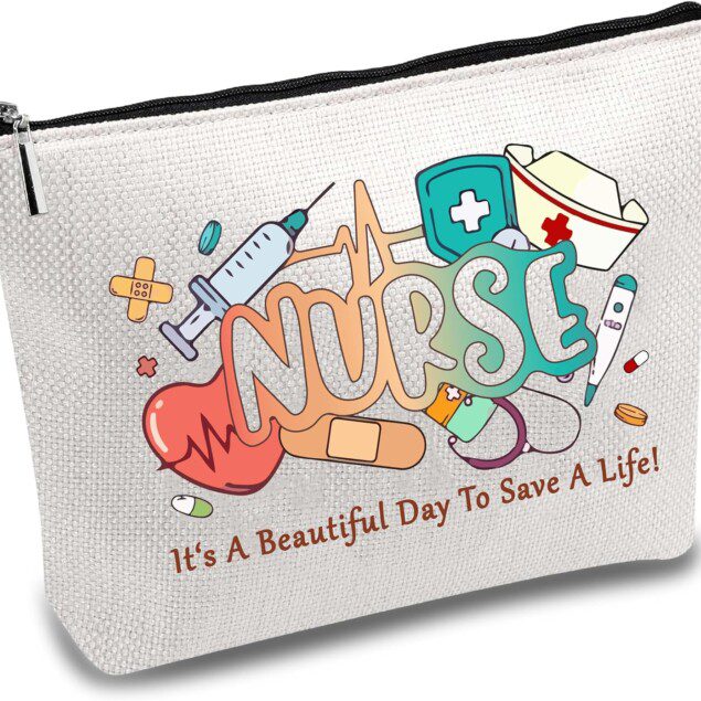 Trousse de maquillage en toile pour infirmières : l’accessoire idéal pour organiser vos cosmétiques et stylos en toute élégance