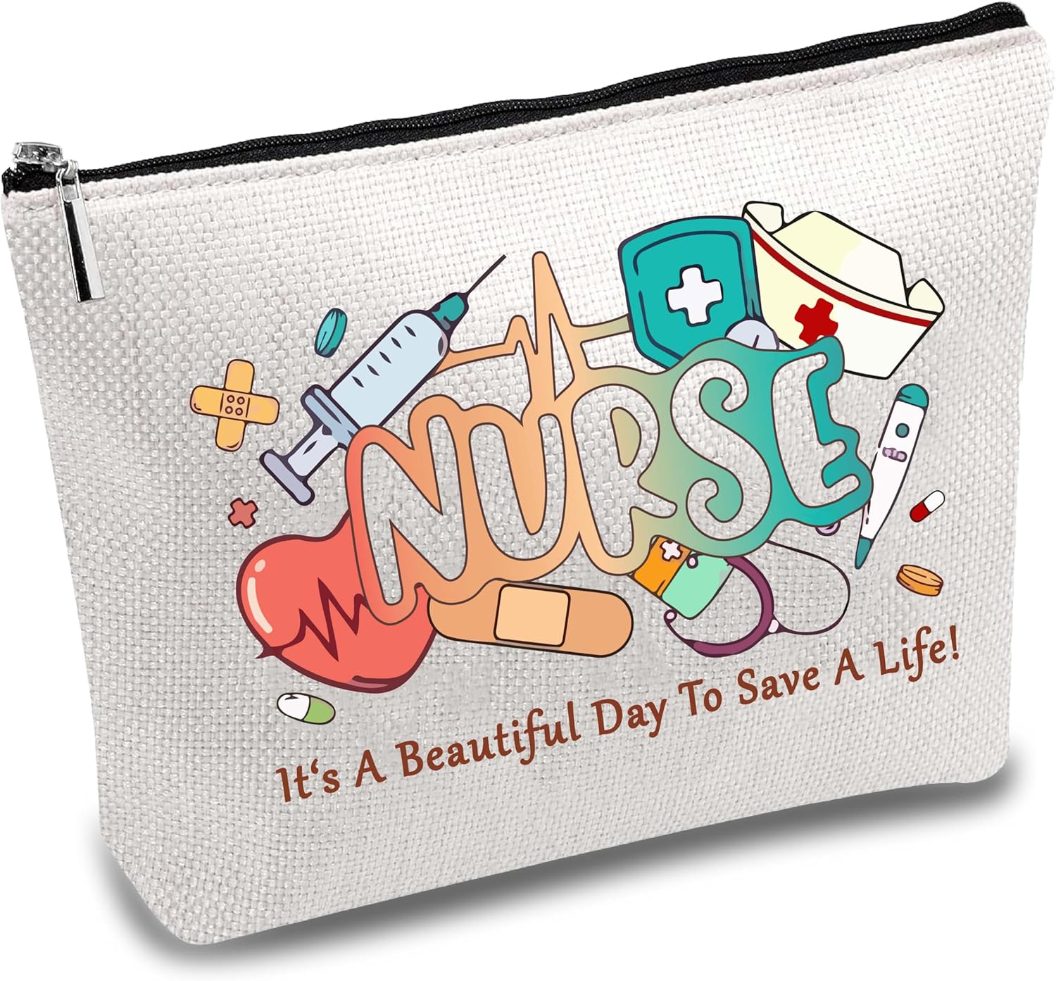 Trousse de maquillage en toile pour infirmières : l’accessoire idéal pour organiser vos cosmétiques et stylos en toute élégance