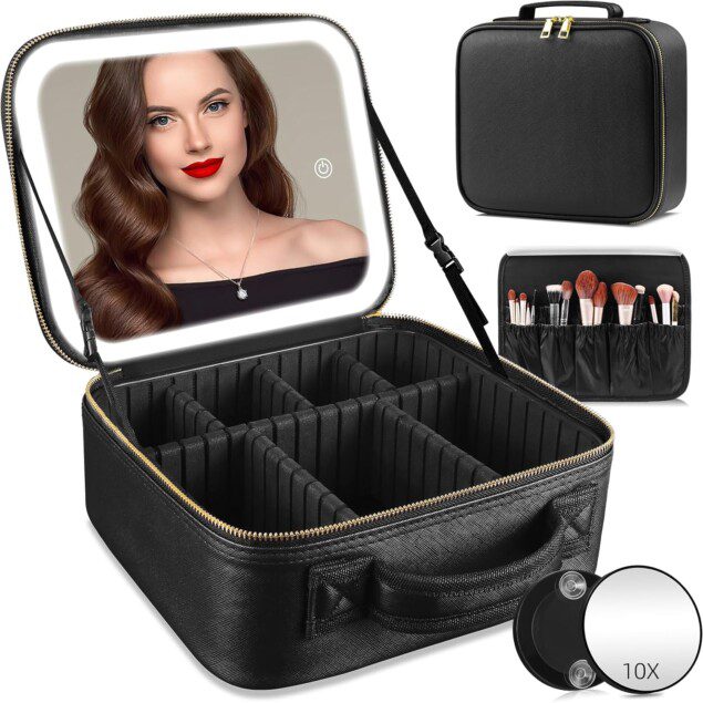 Sac de maquillage de voyage : l'organisateur idéal pour les passionnées de beauté avec miroir éclairé et luminosité réglable
